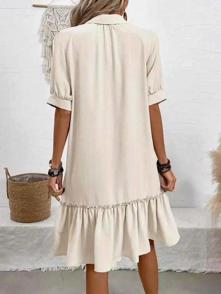Yera | Button-Down Ruffle Hem Dress