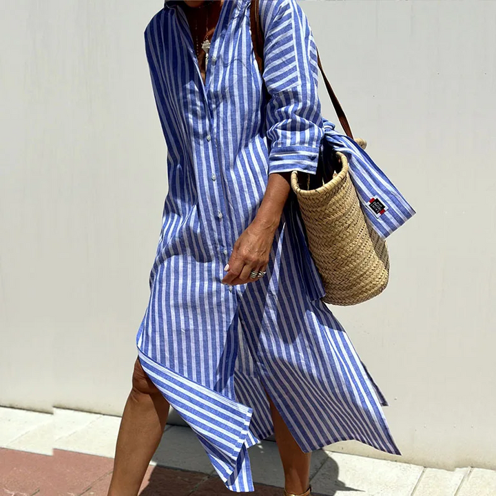 Cyra | Sophisticated Striped Comfort Midi Dress