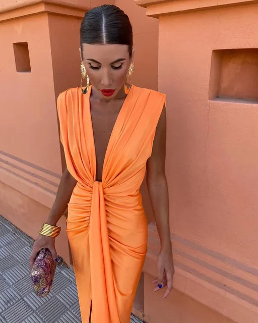 Yasia | Fiery Drape Dress