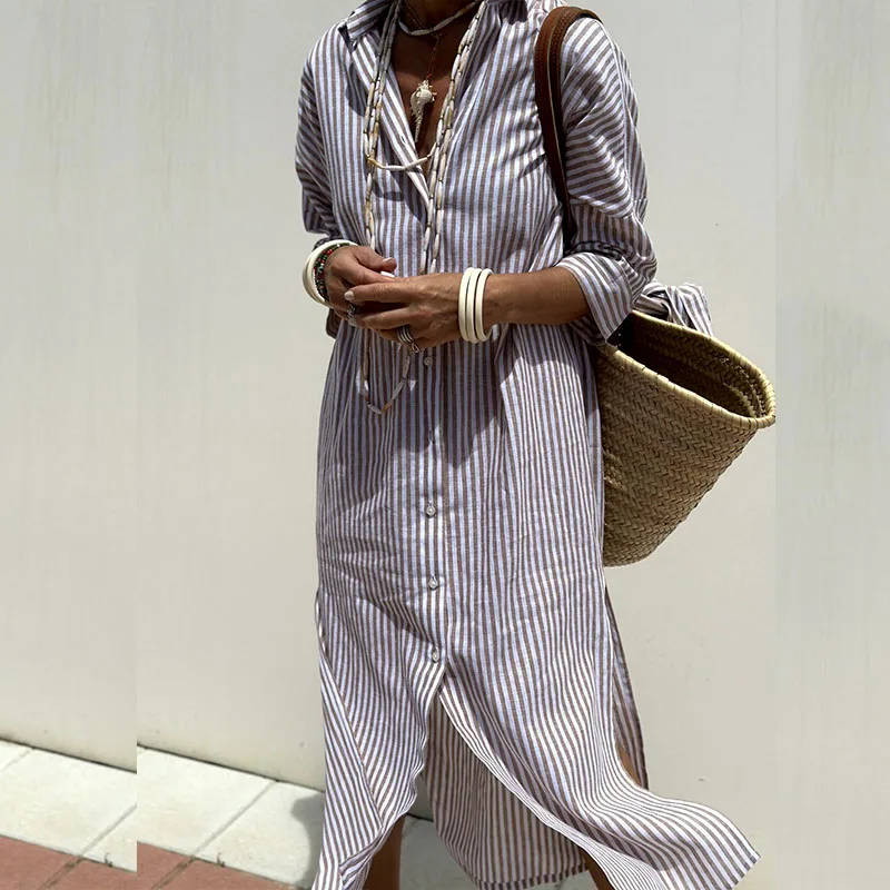 Cyra | Sophisticated Striped Comfort Midi Dress