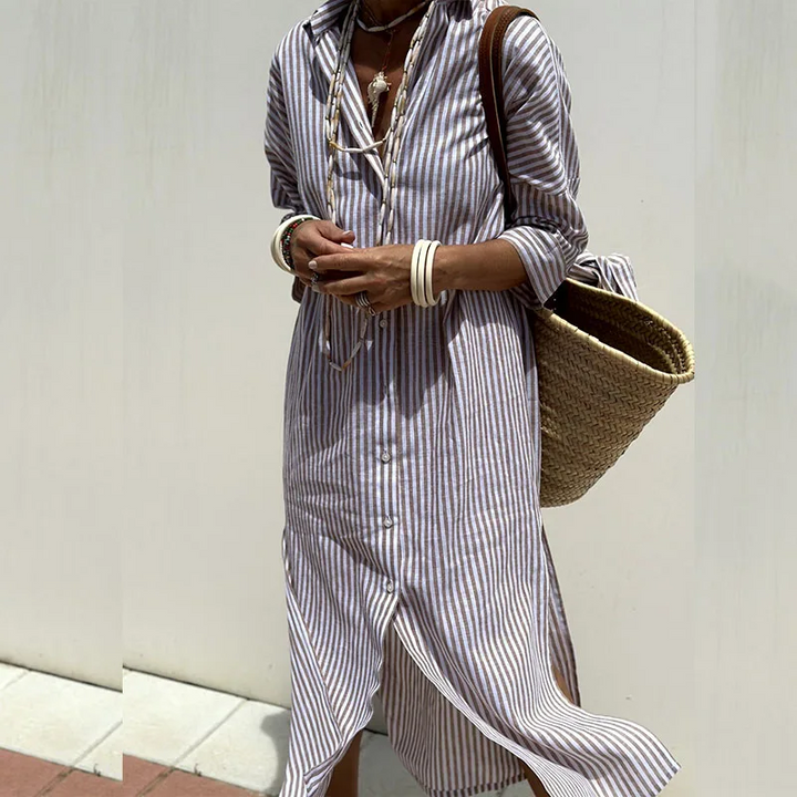 Cyra | Sophisticated Striped Comfort Midi Dress